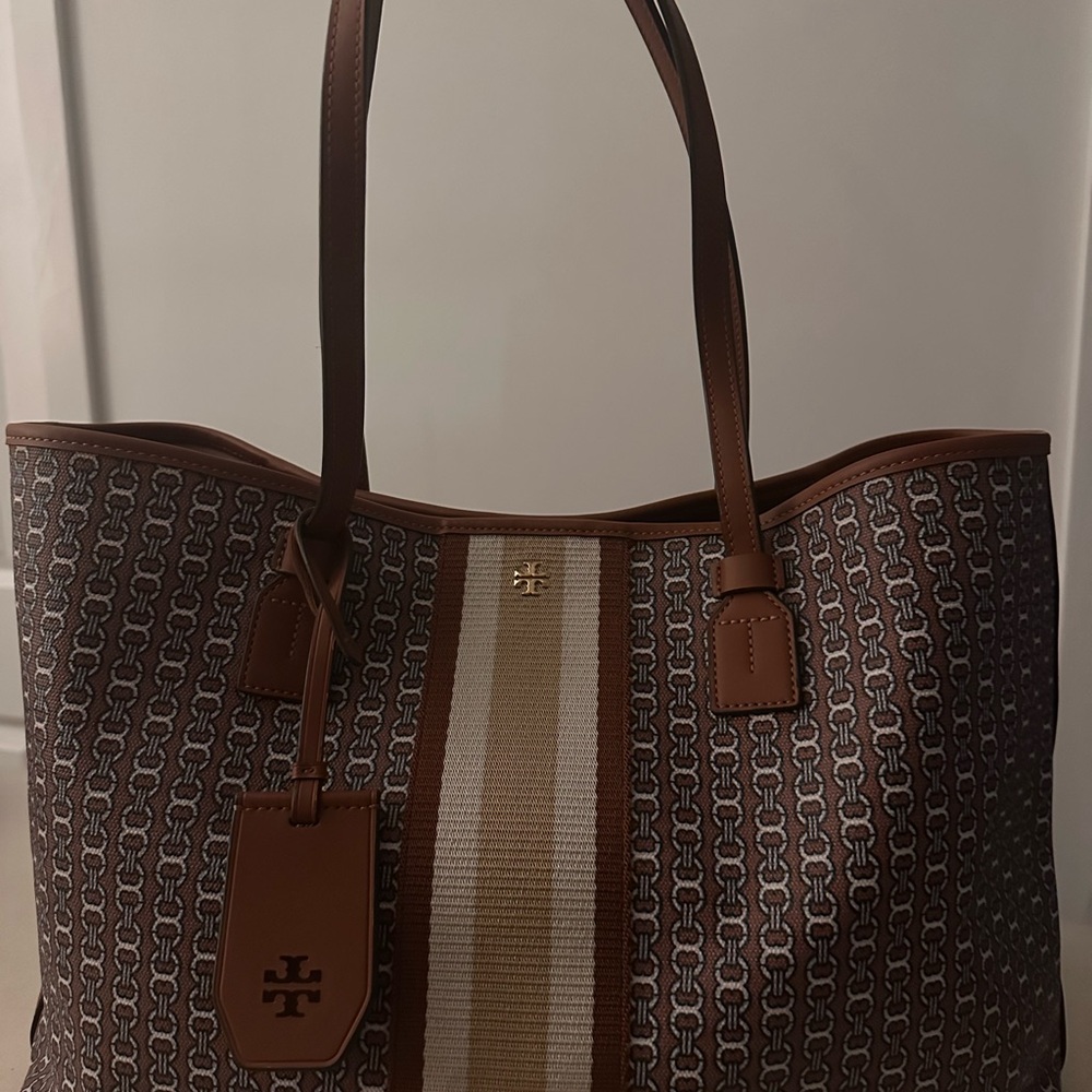 Tory Burch Brown Patterned Tote Bag